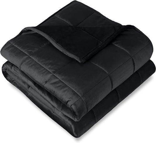 Bare Home Minky Fleece Weighted Blanket (Black, 60"x80" 17lbs) | Queen Size for Adults, Minky Fleece, Premium Heavy Blanket Nontoxic Glass Beads