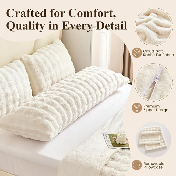 SHOUREN Large Body Pillow,Long Bed Pillow for Adults,20x54in | plush ultra-soft,medium firmness for side sleepers,multiple application