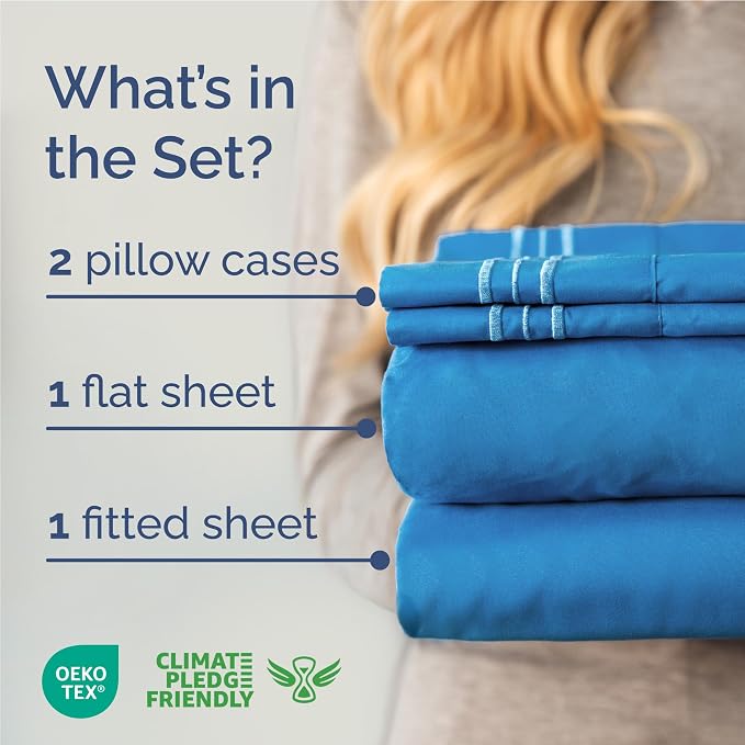 Full Size 4 Piece Sheet Set - Breathable & Cooling Sheets - Royal Blue | Hotel Luxury Bed Sheets for Women & Men, Deep Pockets, Easy-Fit, Extra Soft and Wrinkle Free Sheets, Oeko-Tex Bed Sheet Set