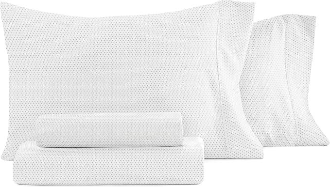 Linen Market Double-Brushed Patterned Microfiber California King Sheet Set 4 Piece – OEKO-TEX Certified Ultra Soft & Wrinkle-Free - 16" Deep Pocket Sheets Easy Care Cal-King Size - Stippled Light Gray