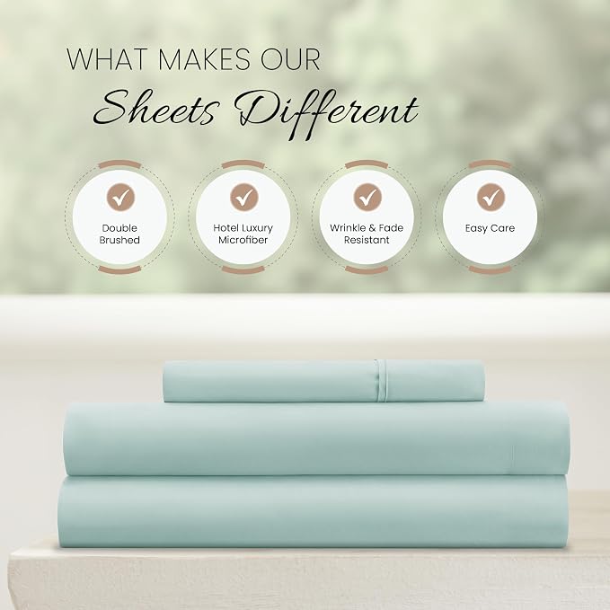 Linen Market Bed Sheets for Twin Size Bed (Aqua) - Sleep Better Than Ever with These Soft and Cooling Twin Sheets - Deep Pocket Fits 16" Thick Beds - 3 Piece Twin Sheet Set