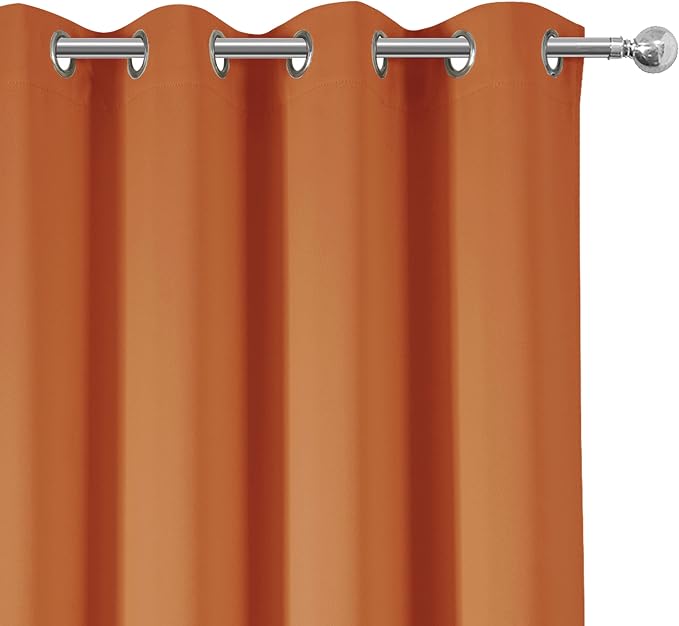 Blackout Curtains 66 x 84 inch/Orange Curtains Set of 2 Panels/Thermal Insulated Room Darkening Bedroom Curtains