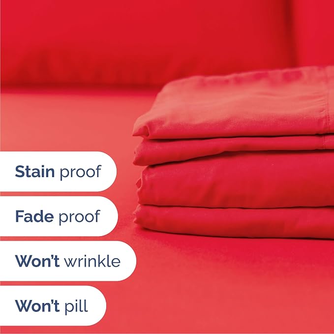 Cal King 6 Piece Bed Sheet Set - Comfy, Breathable & Cooling Sheets - Red | Ultra-Soft Hotel Luxury Bedding Set with 8-16 Inch Deep Pockets, 1 Flat & 1 Fitted Sheet & 4 Pillowcases, Wrinkle & Fade Free