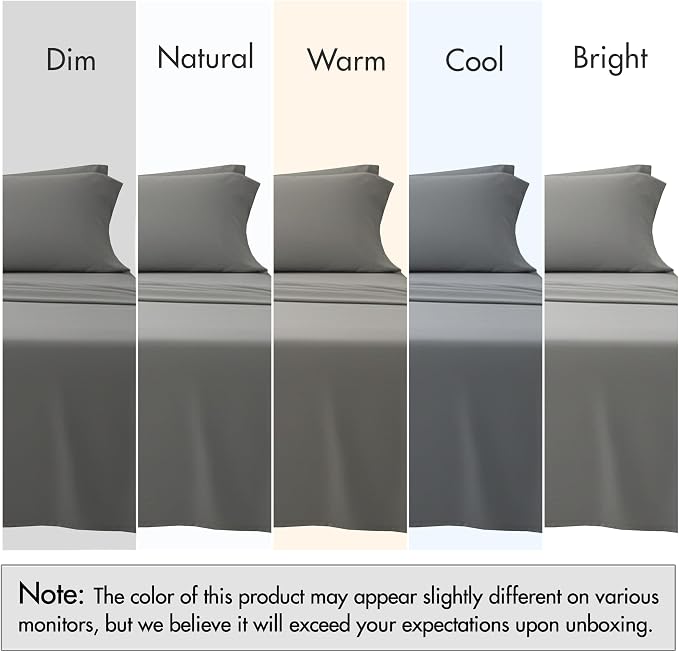 RUVANTI 100% Cotton Percale Sheets, Full Size, Dark Gray | Crisp Cooling, Deep Pocket 16", Soft Breathable & Durable, Hotel-Style, 4 Piece Set