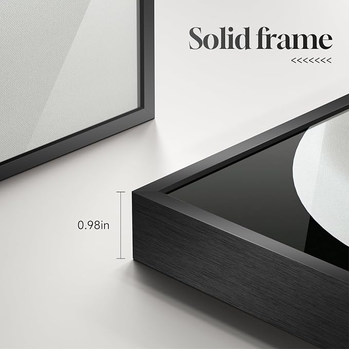 Large Framed Modern Elegant Abstract Wall Art Decor Set of 2, 24x36 In | Geometric, Canvas prints, Black white gold, Minimalist paintings, Living room, Bedroom, Dining room pictures wall decor