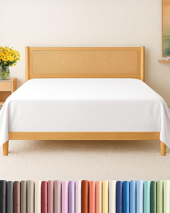 Queen Flat Sheet - Single Top Flat Sheet Only - Cooling - Antique White | Hotel Luxury Top Flat Sheet Only, Ultra-Soft, Breathable & Cooling, Fade & Wrinkle Free, Easy-Care, Stain & Shrink Resistant