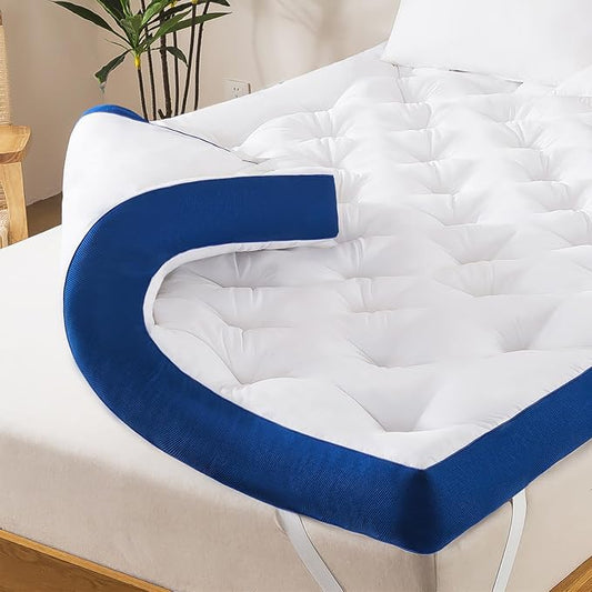 WhatsBedding 5 Inch Memory Foam Mattress Topper for Back Pain, Filled with Flfuffy Soft Breathable Stuffing, Thick Supportive Pillow Top Twin Mattress Topper