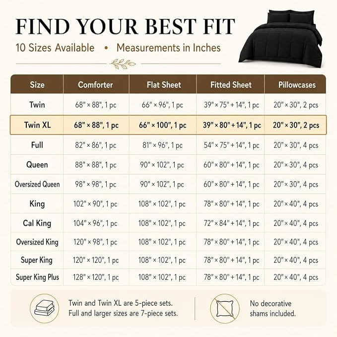 Twin XL Comforter Set Grey - 5 Pieces Twin XL Bed in a Bag | College Dorm Essentials, OEKO-TEX Certified, All Season, Down-Alternative Comforter + Flat & Fitted Sheets + 2 Pillowcases