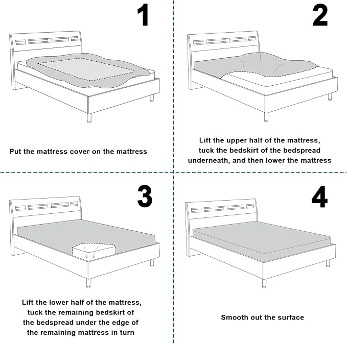 Full Size Waterproof Mattress Protector Cover Pad, Bed Fitted Sheet | White, Deep Pocket up to 14’’, Breathable & Skin-friendly