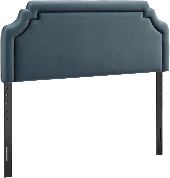 Modway Magnolia King Size Stain-Resistant Performance Velvet Headboard in Cadet Blue Midnight - Padded Cushioned Headboard with Adjustable Mounting Positions