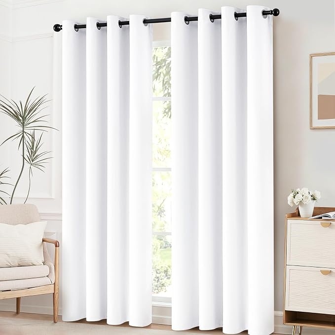 Yakamok Room Darkening Curtains 52x84 inch Length Pure White-Living Room | 2 panels,grommet blackout window treatment,thermal insulated,light blocking drapes,privacy protection,bedroom dining room