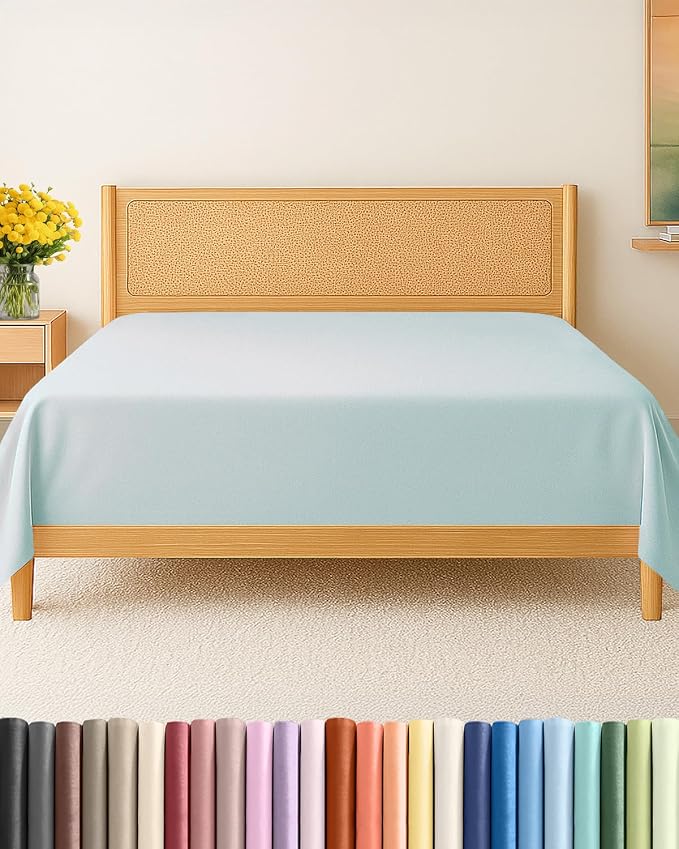 Twin XL Flat Sheet - College Dorm Room - Top Flat Sheet Only - Ice Blue | College Dorm Room Essentials, Ultra-Soft, Breathable & Cooling, Fade & Wrinkle Free, Easy-Care, Stain & Shrink Resistant