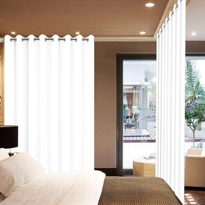 Yakamok Pure White Room Darkening Curtains 84 inch Sliding Door Drapes | 1 Extra-wide Panel,W100xL84,Soft Triple-weave,Grommet,Blackout Thermal Insulated Drapes,Privacy,Light Reduction,Patio doors