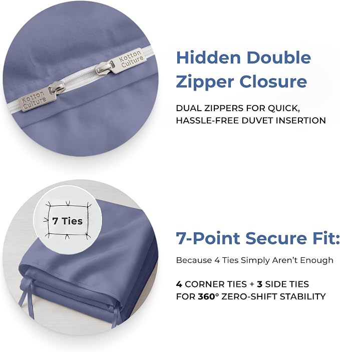 1 Pc 120"x120" Duvet Cover Super King Plus/Super Oversize King Size 100% Egyptian Cotton - 600 TC, Zipper Closure & Corner Ties - Fits Only Extra Large Inserts - Mediterranean Blue