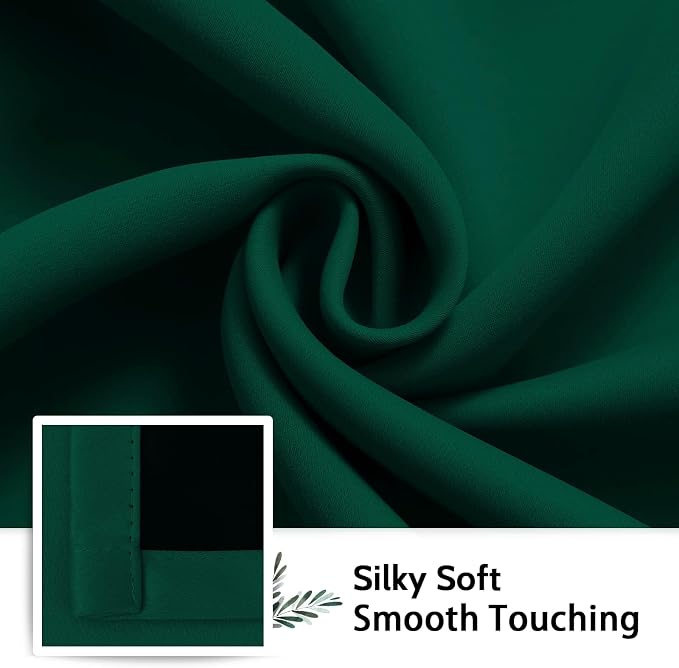 SimpleHome Dark Green 100% Blackout Curtains Room Darkening Living Room 63 | Curtains for Bedroom,Thermal Insulated Grommet Window Drapes,Curtains for Living Room with Black Back,38 x 63 Inch,2 Panels