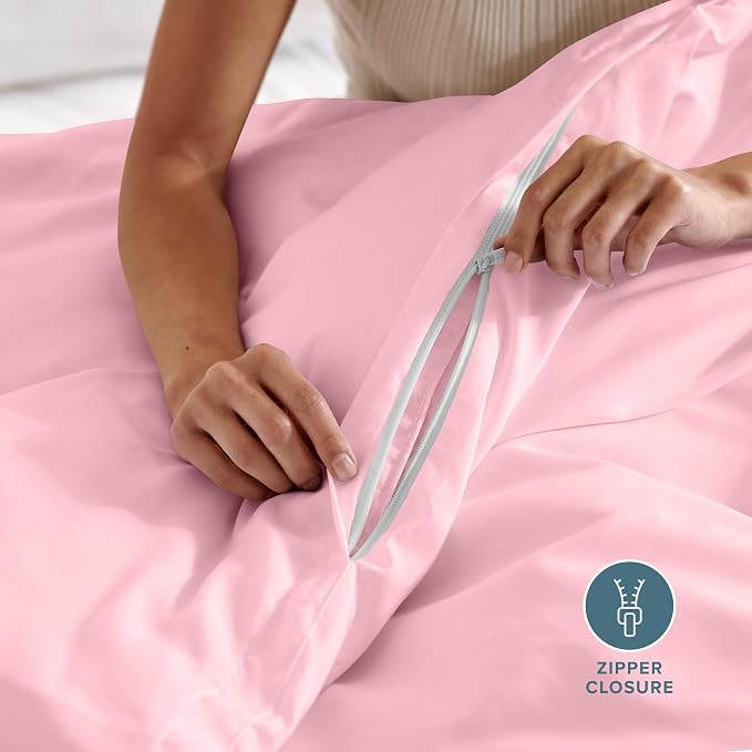 Bare Home Duvet Cover Set 1800 Ultra-Soft (California King, Light Pink) | Lightweight, Cooling, Breathable, Premium 1800 Ultra-Soft, All-Season