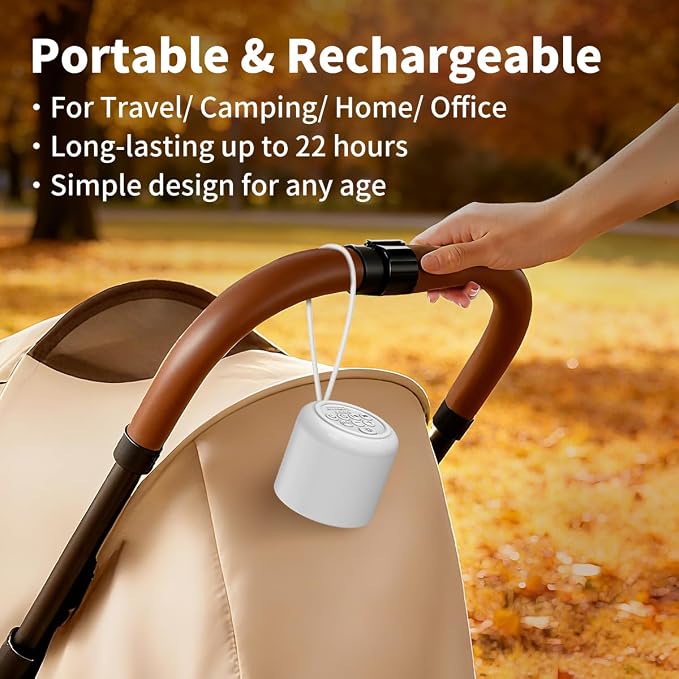 Portable White Noise Machine Mini Sound Machine with Light 30 Soothing Sounds Rechargeable for Adults Baby Kids Sleep Brown Noise Machine with Memory Function 4 Timers for Travel Camping Home Office