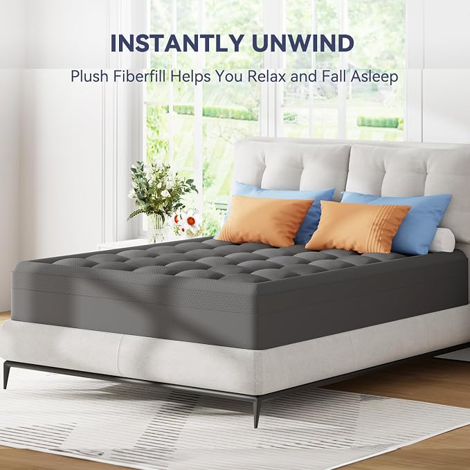 ELEMUSE 3 Inch Queen Dual Layer Memory Foam Mattress Topper with Pillowtop | 2 Inch Cooling Gel Foam,1 Inch Soft Pillowtop Pad, Pressure Relief Bed Topper, Comfortable Support