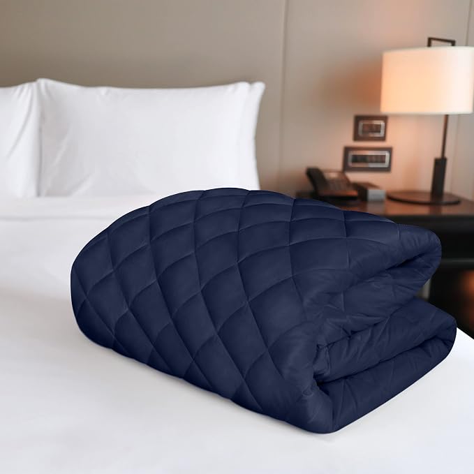 Quilted Fitted Mattress Pad, Queen Mattress Protector Topper with Deep Pocket Stretches up to 16 Inches, Machine Washable Mattress Cover by Utopia Bedding (Navy) | Soft Breathable Fitted Mattress Cover, Noiseless, Deep Pockets & Machine Washable for Ho...