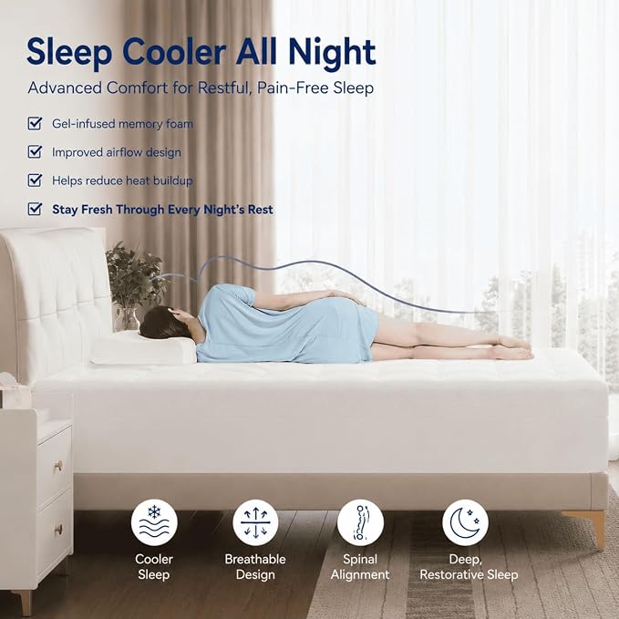 ELEMUSE 3 Inch Full Dual Layer Memory Foam Mattress Topper with Pillowtop | 2 Inch Cooling Gel Foam,1 Inch Soft Pillowtop Pad, Pressure Relief Bed Topper, Comfortable Support