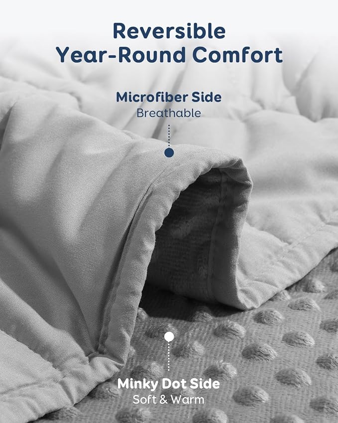 25lbs Weighted Blanket for Adults, 80"x87" King Size Heavy Blankets | Soft Raised Minky Dot Texture, Reversible Cooling & Cozy for All Seasons, 7-Layer Design for Even Weight, Machine Washable