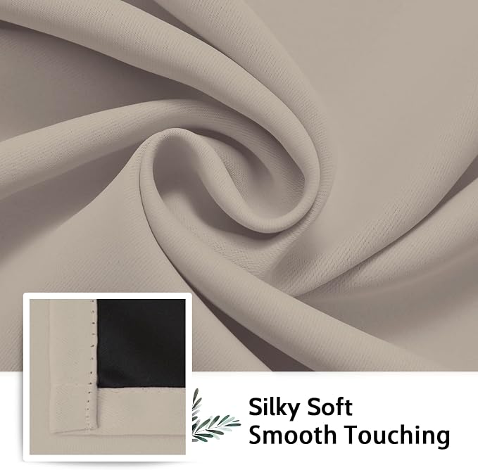 SimpleHome Natural 100% Blackout Curtains Room Darkening Living Room 72L | Curtains for Bedroom,Thermal Insulated Grommet Window Drapes,Curtains for Living Room with Black Back,38 x 72 Inch,2 Panels