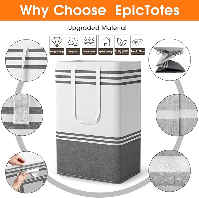 4 Pack Large Laundry Baskets, Laundry Hampers, Freestanding Waterproof Collapsible Clothes Bag with Extended & Reinforced Handles - Clothes Basket for Dorm, Bathroom, Home (88L)