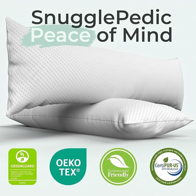 Body Pillow for Side Sleepers for Adults - Full Body Maternity Pillow Support Legs, Belly & HIPS - Shredded Memory Foam & Cooling Pregnancy Pillow Cover - 20x54 White