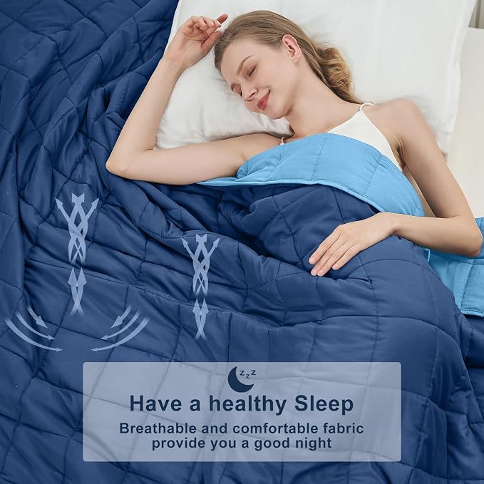 Weighted Blanket for Adults 20lbs, 88"x104", King Size Cooling Heavy Throw Blanket for 180-220lbs, Microfiber Soft Big Blankets Weighted Comforter, Blue