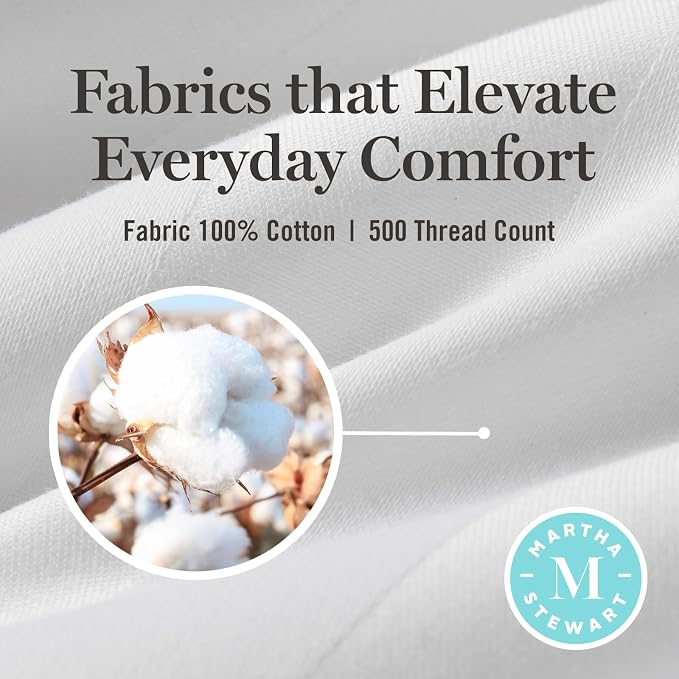 Martha Stewart Hotel Collection Pillow King Size Set of 2 | 500 Thread Count Damask Stripe Embroidered Feathers Soft Hypoallergenic 100% Cotton