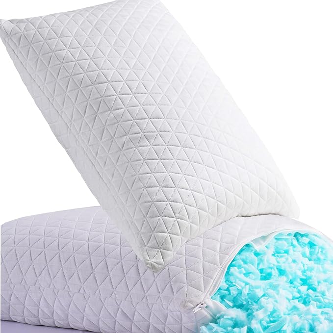 Memory Foam Pillows for Side Sleepers,Firm Bed Pillows Queen Size Set of 2 | Adjustable,with Washable Removable Cover,Support,Cooling and Breathable for Hot,Side,Back,Stomach Sleepers,Hypoallergenic