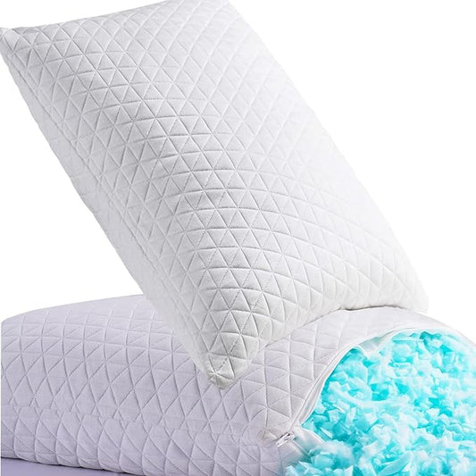 Memory Foam Pillows for Side Sleepers,Firm Bed Pillows Queen Size Set of 2 | Adjustable,with Washable Removable Cover,Support,Cooling and Breathable for Hot,Side,Back,Stomach Sleepers,Hypoallergenic