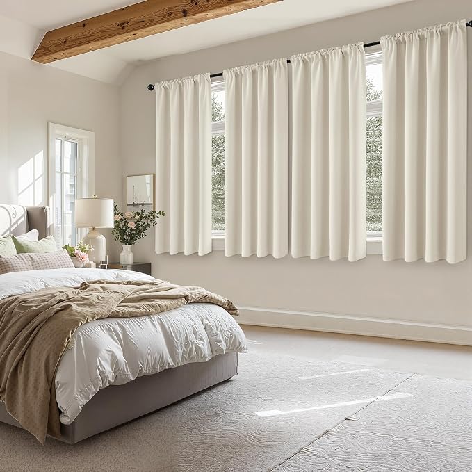 MIULEE Cream Beige Blackout Curtains 4 Panels Set 72 Inch Length Bedroom | Thermal Curtains for Summer Heat, Light Blocking Privacy Window Drapes, Top&Bottom Rod Pocket