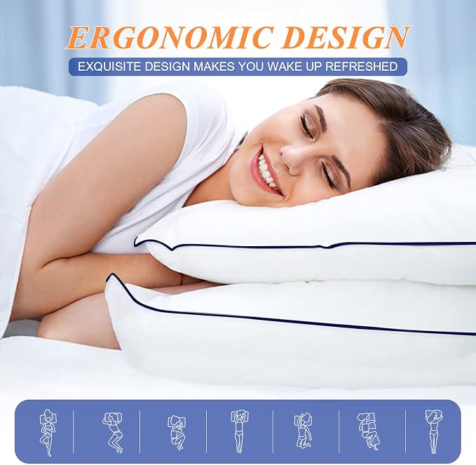 MZOIMZO Bed Pillows for Sleeping- Standard Size, Set of 2, Cooling Hotel Quality with Premium Soft Down Alternative Fill for Back, Stomach or Side Sleepers, 43x66CM