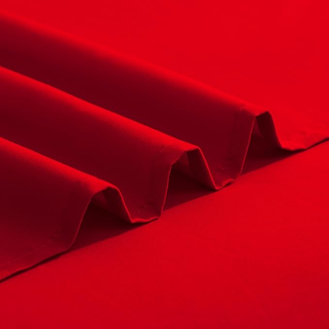 Elegant Comfort Luxurious 1500 Premium Hotel Quality Microfiber Three Line Embroidered Softest 4-Piece Bed Sheet Set, Wrinkle and Fade Resistant, Full, Red