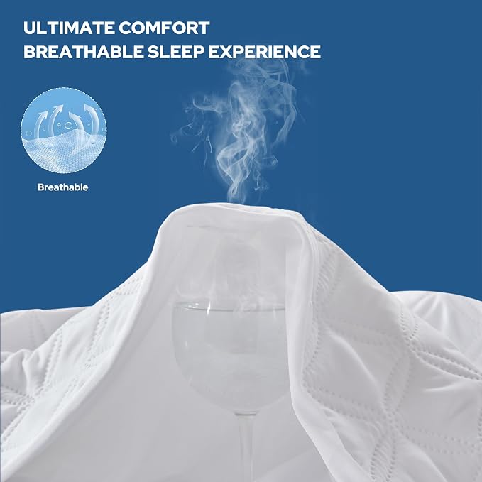 BEDLORE Waterproof Mattress Protector, Full Size, Deep Pocket, Eco-Friendly, Waterproof, Stain Protection, Washable, White | Soft Noiseless Breathable Bed Mattress Cover Pad, Fits 6-15 Inch Deep Mattresses, Ideal for Home Bedroom, Hotel, White