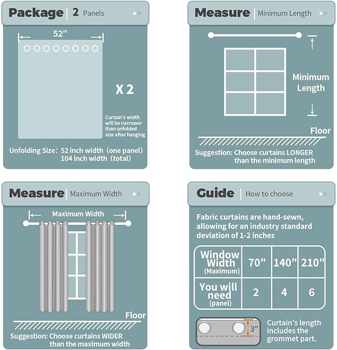 BGment Blackout Curtains - Grommet Thermal Insulated Room Darkening Bedroom and Living Room Curtains, Set of 2 Panels (52 x 63 Inch, Steel Blue) | Grommet Top, Black Out, Room Darkening, Sunblock, Thermal Insulated, Window Drapes for Kids Boys Room, 52...