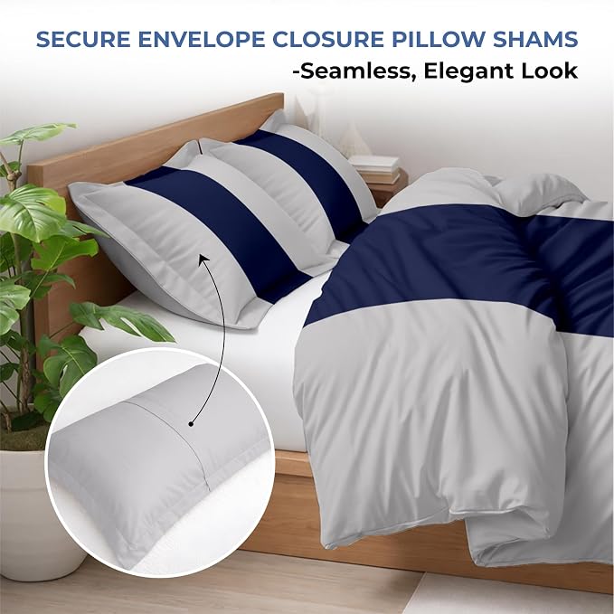 3 Pc King Size Duvet Cover Set- 100% Egyptian Cotton 600 Thread Count Ultra Soft Premium Durable Comforter Cover Zipper Closure & Corner Ties (Dashing Blue, King 104"x94")