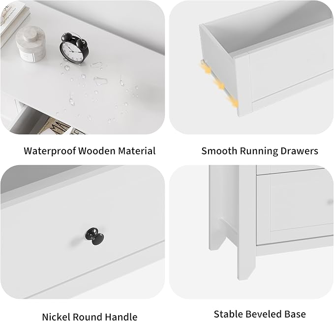 Garvee White 6-Drawer Dresser for Bedroom, 54" Long Chest of Drawers | Modern Lacquered Storage Drawers Organizer, 15.8"D x 54"W x 31.5"H, Storage Dresser with Deep Drawers for Hallway Entryway