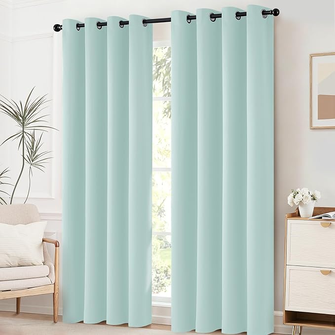 Yakamok Room Darkening Curtains 52x72 inch Length Aqua-Living Room | 2 panels,grommet blackout window treatment,thermal insulated,light blocking drapes,privacy protection,bedroom dining room