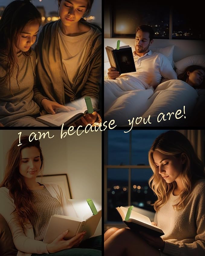 HEMONNKAM Book Reading Light, Rechargeable Clip on Booklight, Eye Caring 3 Color Temperatures & 5 Brightness Levels, Night Use for Bed, Long Lasting, Reading at Night in Bed, Apple Green