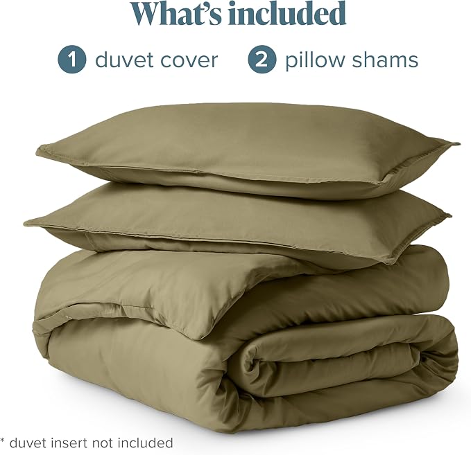 Bare Home Duvet Cover Set 1800 Ultra-Soft (California King, Olive) | Lightweight, Cooling, Breathable, Premium 1800 Ultra-Soft, All-Season