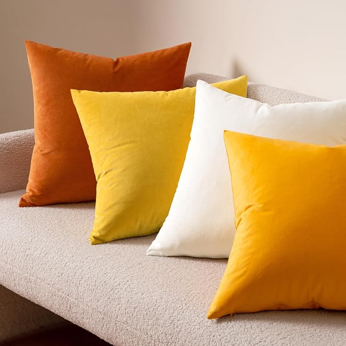 MIULEE 26x26 Inch Pack of 2 Euro Velvet Throw Pillow Covers Pure White | Soft Solid Decorative Euro Sham, Modern Luxury Home Decor, for King Bed Sofa Couch Bedroom Livingroom