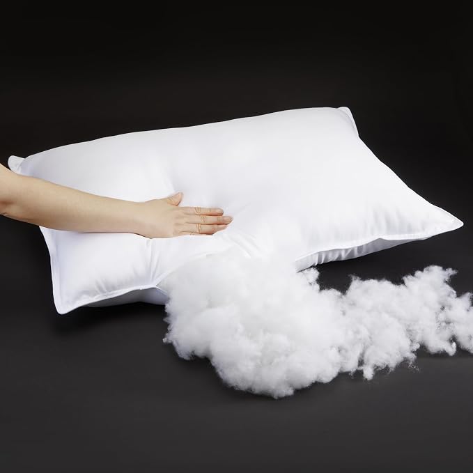 Amazon Basics Down Alternative Pillows for Stomach and Back Sleepers, Soft Density, Queen Size 30" x 20", White, 2-Pack