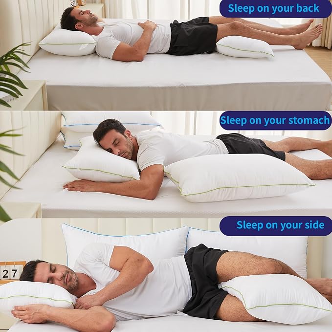Bed Pillows King Size Set of 2,for Sleeping,Down Alternative Fill | Adjustable with Zipper,Soft Support for Side,Back and Stomach Sleepers,with Oeko-Tex Certified,Luxury Hotel Quality