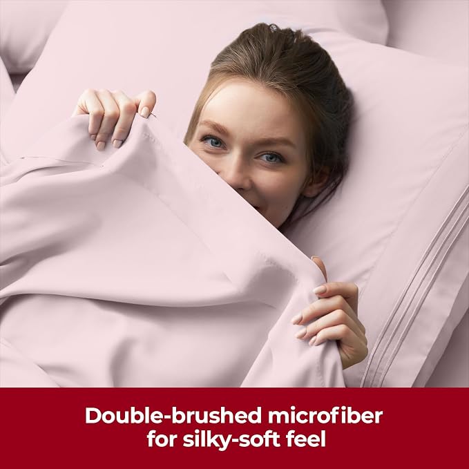 Mellanni Iconic 3-Piece, Ultra Soft Sheet Set (Twin, Blush Pink) | 10M+ Sleepers. Lab-tested: Sleeps Cool, Stays Bright, Strong, Smooth. Good Housekeeping Best Bedding, 7 yrs running.