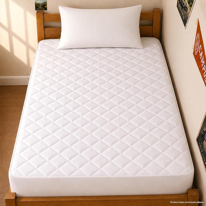 Quilted Mattress Pad, Twin XL Mattress Protector Topper fits 16" Deep White | Soft Breathable Fitted Mattress Cover, Noiseless, Deep Pockets & Machine Washable for Home & Hotels by Utopia Bedding