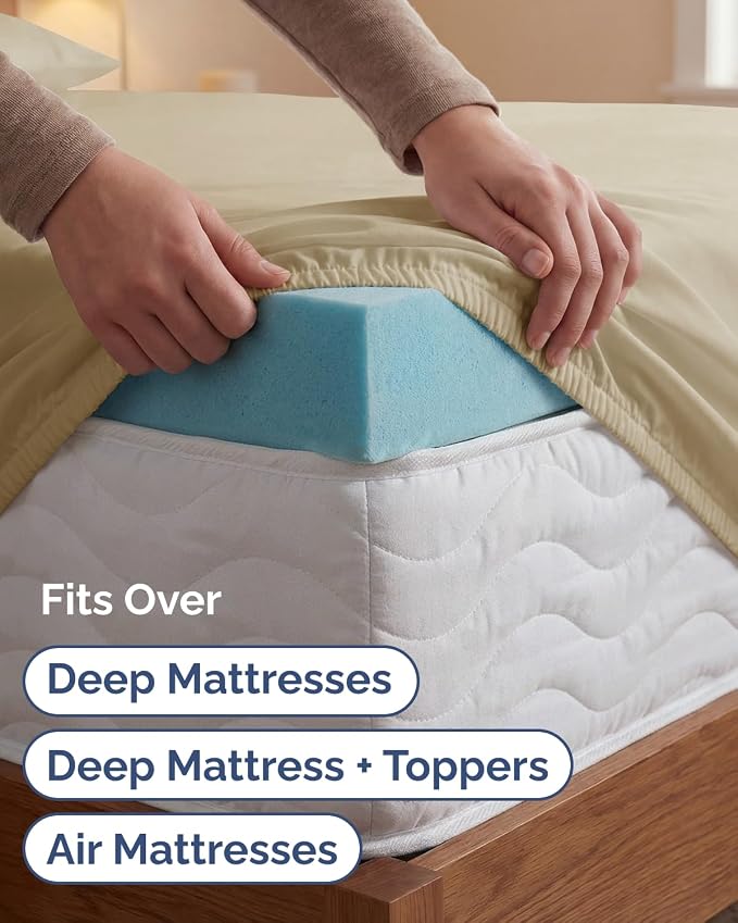 Extra Deep Twin XL Sheet Set - 4 Piece College Dorm Room - Beige | College Dorm Room Essentials, Easy & Secure Fit, Ultra-Soft, Wrinkle & Fade Free, Comfy Sheets Set with Extra Deep Pockets