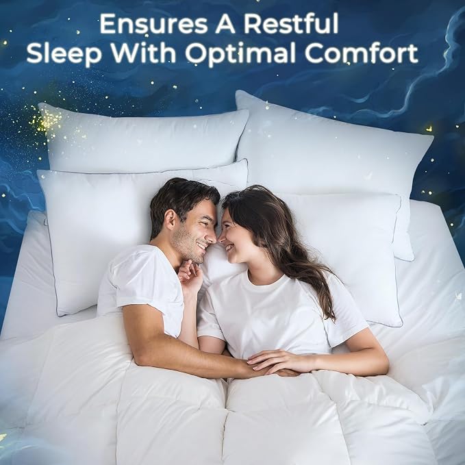 Sasttie Firm Pillows Queen Size Set of 4, Bed Pillows for Side, Back, and Stomach Sleepers - Oeko-Tex Certified Supportive Down Alternative Plump Filling - Hotel Quality and Machine Washable, 4 Pack