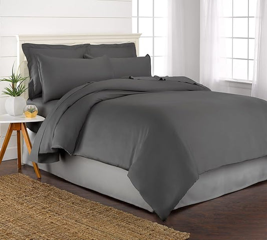 Twin Duvet Cover by Pure Bamboo, 2 Piece Set, Genuine 100% Organic Viscose Derived from Bamboo, Luxuriously Soft and Cooling, 1 Pillowcase (Twin, Charcoal)